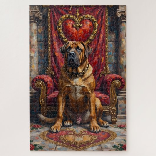 Bullmastiff Dog Valentine's Day Royal Heart Crest Legpuzzel (Verticaal)