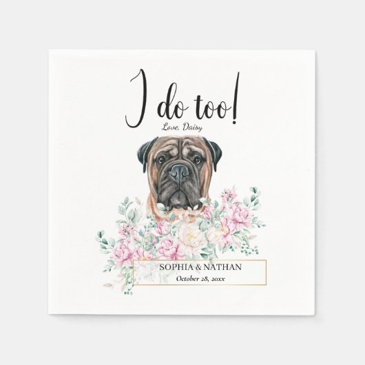 Bullmastiff Dog Wedding Cocktail Napkins Servet (Voorkant)