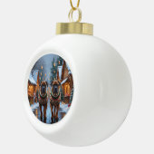 Bullmastiff Dogs Christmas Snow Holiday  Keramische Bal Ornament (Rechts)