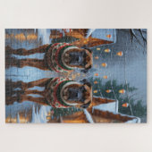 Bullmastiff Dogs Christmas Snow Holiday Legpuzzel (Horizontaal)