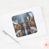 Bullmastiff Dogs Christmas Snow Holiday  Vierkante Sticker (Envelop)