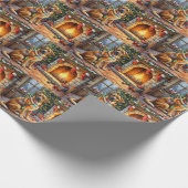 Bullmastiff Fireplace with Christmas Lights Cadeaupapier (Hoek)