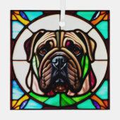 Bullmastiff "Glas in lood" Glas Ornament (Achterkant)