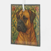 Bullmastiff "Glas in lood" Glas Ornament (Voorkant links)