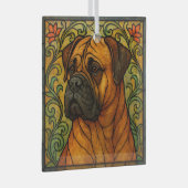 Bullmastiff "Glas in lood" Glas Ornament (Voorkant Rechts)