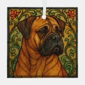Bullmastiff "Glas in lood" Glas Ornament (Achterkant)