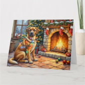 Bullmastiff Haard met Kerstverlichting Kaart (Voorkant)