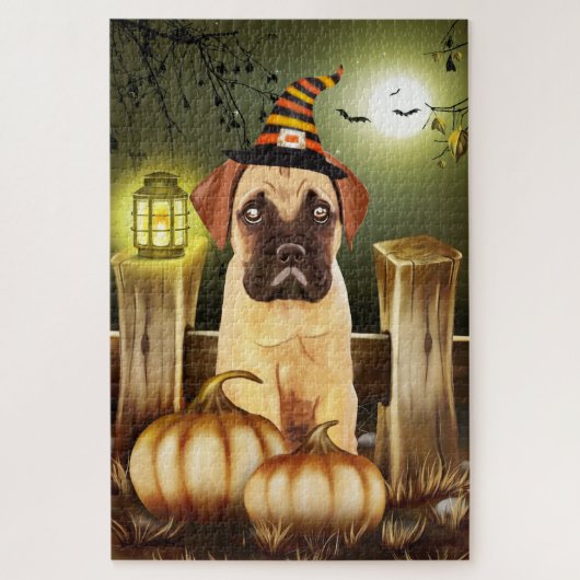 Bullmastiff Halloween puzzel Legpuzzel (Verticaal)