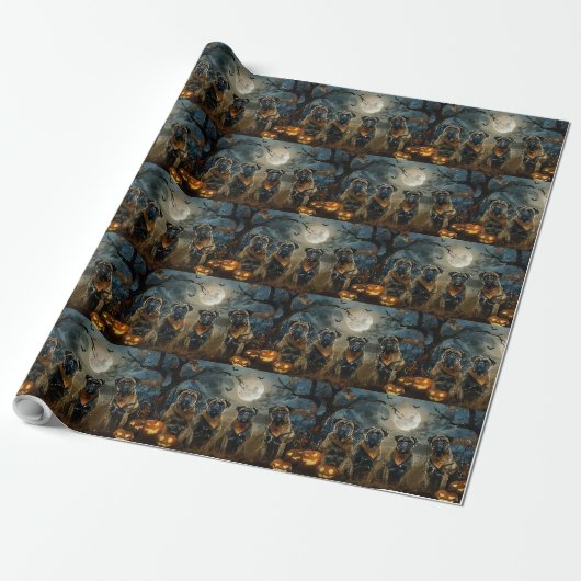 Bullmastiff Halloween Spoken Cadeaupapier (Uitgerold)