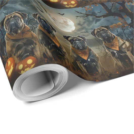 Bullmastiff Halloween Spooky Cadeaupapier (Rol Hoek)