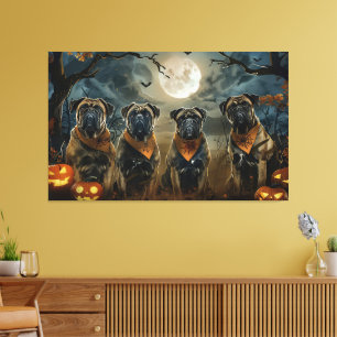 Bullmastiff Halloween Spooky Canvas Afdruk