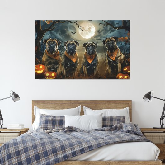 Bullmastiff Halloween Spooky Canvas Afdruk (Insitu (Slaapkamer))
