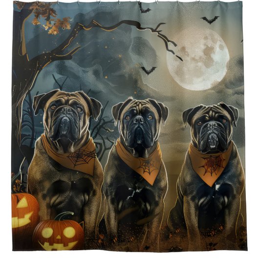 Bullmastiff Halloween Spooky Douchegordijn (Voorkant)
