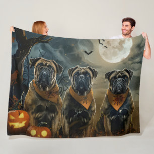 Bullmastiff Halloween Spooky Fleece Deken
