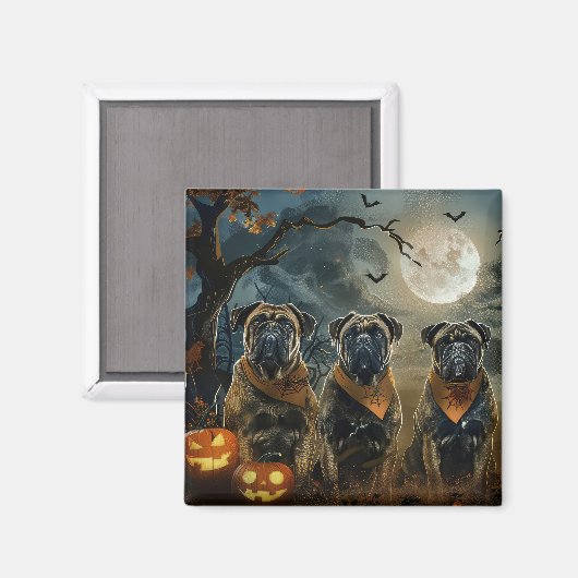 Bullmastiff Halloween Spooky Magneet (Voorkant / Achterkant)