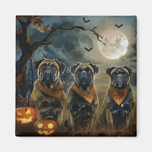 Bullmastiff Halloween Spooky Magneet (Voorkant)
