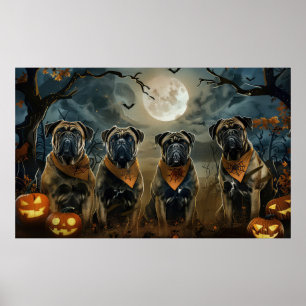 Bullmastiff Halloween Spooky Poster