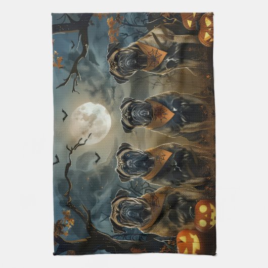 Bullmastiff Halloween Spooky Theedoek (Verticaal)