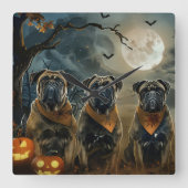 Bullmastiff Halloween Spooky Vierkante Klok (Voorkant)