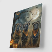 Bullmastiff Halloween Spooky Vierkante Klok (Hoek)