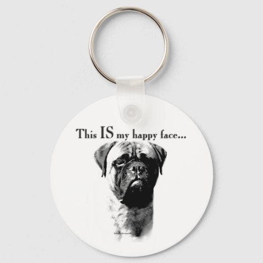 Bullmastiff Happy Face Sleutelhanger (Voorkant)