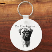 Bullmastiff Happy Face Sleutelhanger (Voorkant)