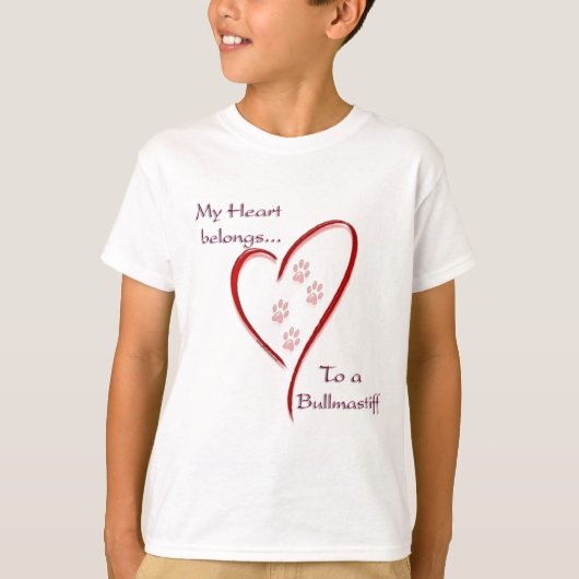 Bullmastiff hart behoort t-shirt (Voorkant)