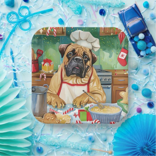 Bullmastiff Holiday Baking: Feestelijke Kerst Papieren Bordje (Feest)