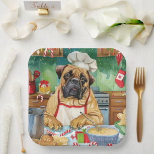 Bullmastiff Holiday Baking: Feestelijke Kerst Papieren Bordje