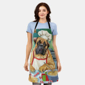 Bullmastiff Holiday Baking: Feestelijke Kerst Schort (Gedragen)