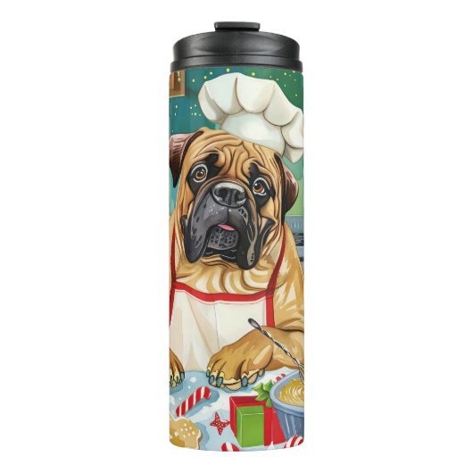 Bullmastiff Holiday Baking: Feestelijke Kerst Thermosbeker (Voorkant)