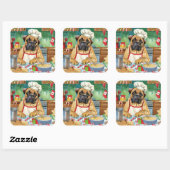 Bullmastiff Holiday Baking: Feestelijke Kerst Vierkante Sticker (Vel)
