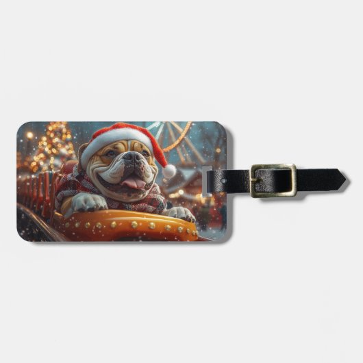Bullmastiff Hond Achterbaan Kerst Bagagelabel (Voorkant horizontaal)