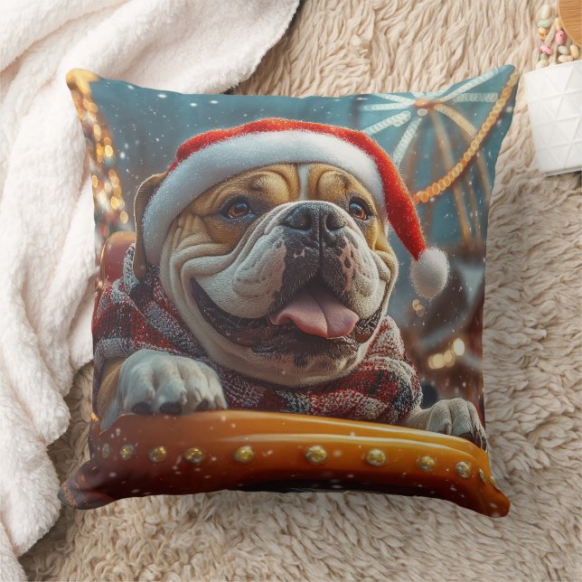 Bullmastiff Hond Achterbaan Kerst  Kussen (Deken)