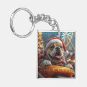 Bullmastiff Hond Achterbaan Kerst Sleutelhanger (Voorkant Links)
