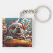 Bullmastiff Hond Achterbaan Kerst Sleutelhanger (Achterkant)