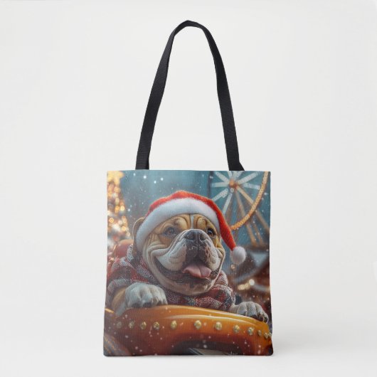 Bullmastiff Hond Achterbahn Kerstmis  Tote Bag (Voorkant)