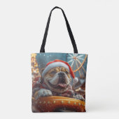 Bullmastiff Hond Achterbahn Kerstmis  Tote Bag (Achterkant)