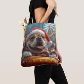 Bullmastiff Hond Achterbahn Kerstmis  Tote Bag (Dichtbij)