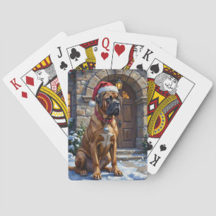 Bullmastiff Hond Bewaker van Christmas Manor Kunst Pokerkaarten