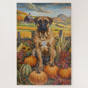 Bullmastiff-hond Herfst Oogst Thanksgiving Legpuzzel