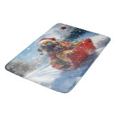 Bullmastiff Hond in Sledge Laat het Sneeuw Kerstmi Badmat (Gekanteld)