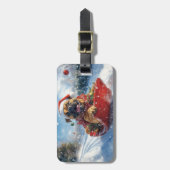 Bullmastiff Hond in Sledge Laat het Sneeuw Kerstmi Bagagelabel (Voorkant verticaal)