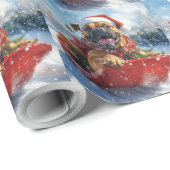 Bullmastiff Hond in Sledge Laat het Sneeuw Kerstmi Cadeaupapier (Rol Hoek)