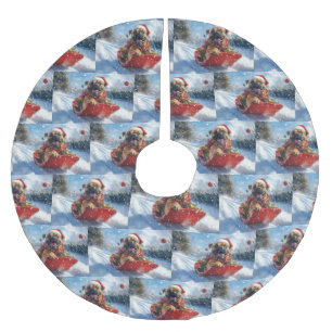 Bullmastiff Hond in Sledge Laat het Sneeuw Kerstmi Kerstboom Rok