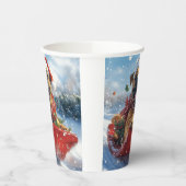 Bullmastiff Hond in Sledge Laat het Sneeuw Kerstmi Papieren Bekers (Links)