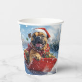 Bullmastiff Hond in Sledge Laat het Sneeuw Kerstmi Papieren Bekers (Voorkant)