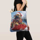 Bullmastiff Hond in Sledge Laat het Sneeuw Kerstmi Tote Bag (Dichtbij)