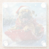 Bullmastiff hond in slee Laat het sneeuwen Kerstmi Glazen Onderzetter (Achterkant)