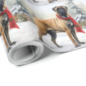 Bullmastiff Hond in Sneeuw Kerstmis Cadeaupapier (Rol Hoek)